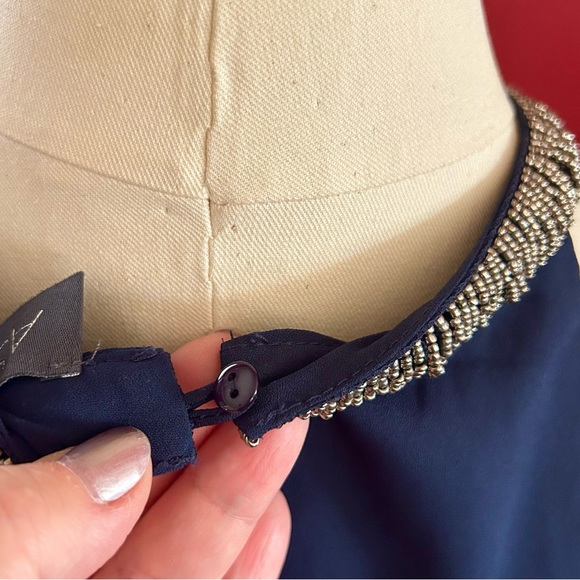 EUC Astr Asymmetrical Tank Top/Blouse Sheer Lined Beaded Neck Line Size M - Picture 10 of 15